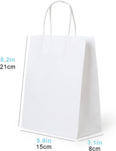 50 Pack Small White Paper Gift Bags with Handles for Parties, Gifts, Crafts, Bulk White Gift Bags, Small White Paper Bags, White Kraft Bags, White Paper Gift Bags, 15x8x21cm, 5.9