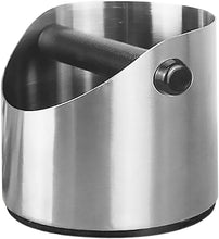 Coffee Knock Box Stainless Steel Construction Silver Espresso Knock Box, Stainless Steel Espresso Machine Accessories with Removable Knock Bar and Non-Slip Base for Easy Coffee Ground Disposal(Small)