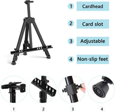 Black Easel Stand for Sign Adjustable Double-Layer Metal Easel for Painting Stand for Canvas, Portable Tripod for Canvas and Display, Includes Carrying Bag, Black, Height 19-62 Inches (49-157 cm)