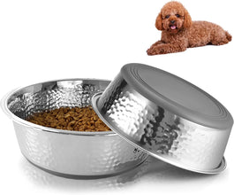 Heavy Duty Stainless Steel Dog Bowl Set Dog Food Dish - Rust Resistant, Food Grade, Non-Slip, Quiet and Stable for Cats and Dogs, Suitable for Dry and Wet Foods, Grey (0.5 litre Each, Set of 2)