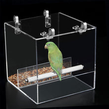 Acrylic Automatic Bird Feeder Bird Cage No Mess Bird Cage Pet Feeder Seed Food Container with Stainless Steel Hooks Cage Accessories for Small Birds Like Parakeet, Canary, Cockatiel, Parrot 13x11x13cm