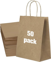 50 Pack Small White Paper Gift Bags with Handles for Parties, Gifts, Crafts, Bulk White Gift Bags, Small White Paper Bags, White Kraft Bags, White Paper Gift Bags, 15x8x21cm, 5.9