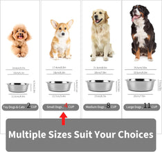 Heavy-Duty Hammered Metal Dog Bowls - BPA-Free, Non-Slip Rubber Base, Dishwasher Safe Stainless Steel Dog Food Bowl Set for Small to Medium Dogs Bowls Set Medium Sized Dog (0.9 Litre Each, Set of 2)