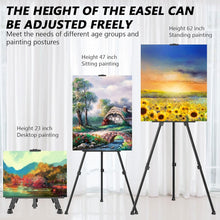 Black Easel Stand for Sign Adjustable Double-Layer Metal Easel for Painting Stand for Canvas, Portable Tripod for Canvas and Display, Includes Carrying Bag, Black, Height 19-62 Inches (49-157 cm)