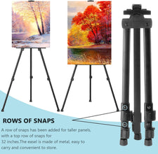Black Easel Stand for Sign Adjustable Double-Layer Metal Easel for Painting Stand for Canvas, Portable Tripod for Canvas and Display, Includes Carrying Bag, Black, Height 19-62 Inches (49-157 cm)