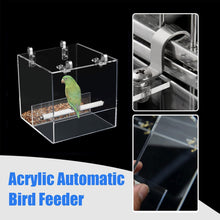 Acrylic Automatic Bird Feeder Bird Cage No Mess Bird Cage Pet Feeder Seed Food Container with Stainless Steel Hooks Cage Accessories for Small Birds Like Parakeet, Canary, Cockatiel, Parrot 13x11x13cm