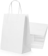 30 Pcs White Paper Party Favor Bags Bulk 15 x 8 x 21cm, 5.9 x 3.1 x 8.2 inches, Goodie Bags with Handles for Birthday, Wedding, Baby Shower, Party Supplies, Takeout/To Go Bags, Retail Bags