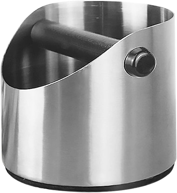 Coffee Knock Box Stainless Steel Construction Silver Espresso Knock Box, Stainless Steel Espresso Machine Accessories with Removable Knock Bar and Non-Slip Base for Easy Coffee Ground Disposal(Small)