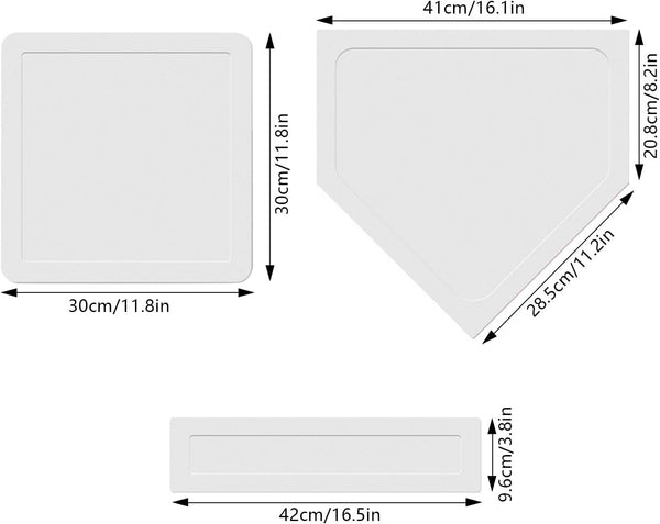 Baseball & Softball Rubber Base Set Home Plate with Thrown Down Baseball Bases Set Kids Rubber Base Set Portable Backyard Field Practice Baseball,Kickball,Softball Bases