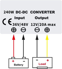 48V 36V to 12V 20A 240W Automatic Buck Boost Converter DC Step Down Voltage Converter Voltage Regulator Reducer Transformer DC/DC Power Supply Module Buck Transformer for Golf Cart Club Car forklifts