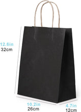 30 Pcs Black Paper Party Favor Bags Bulk 26 x 12 x 32cm, 10.2 x 4.7 x 12.6inches, Goodie Bags with Handles for Birthday, Wedding, Baby Shower, Party Supplies, Takeout/To Go Bags, Retail Bags