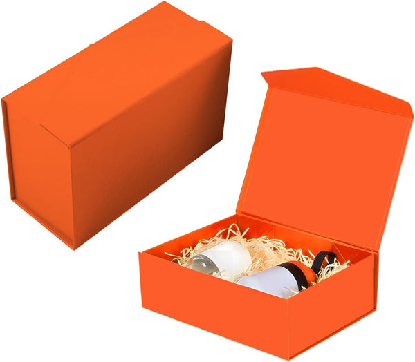 2Pcs Bright Orange Box for Premium Gifts, Perfect for Jewelry, Keepsakes. Bridesmaid Boxes, Magnetic Gift Box, Cute Box for Special Tokens - (Orange, 23x15x10cm)