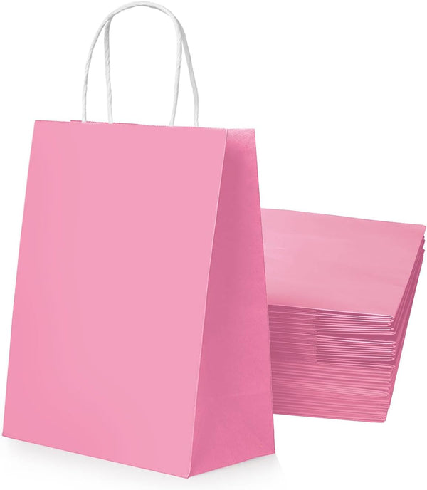 Rose Red Shopping Bags With Handles Rose Red Kraft Gift Bag With Handles Rose Red Gift Bags Bulk Vibrant Retail Bags With Handles Durable Paper Bag For Shopping Business Gifts,Rose Red,30pc,26x12x32cm