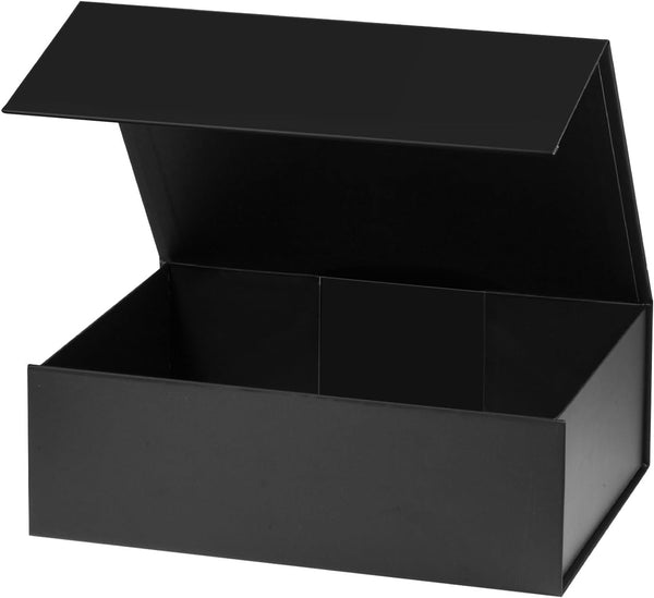 Gift Box with Lid, Collapsible Bridesmaid Proposal Box with Magnetic, Sturdy Storage Box for Birthdays, Weddings, Father's Day, Christmas (Black, 28 x 20 x 9cm, 11 x 8 x 3.5 inchs)