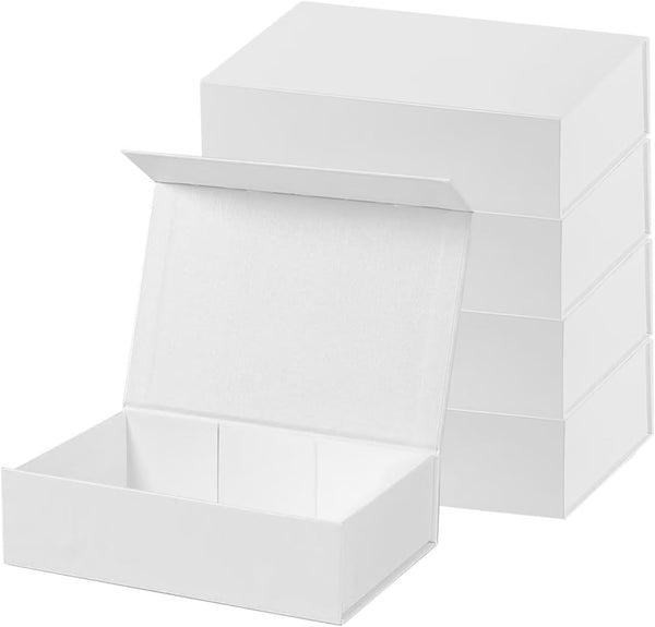 5Pcs Baby Gift Box in White - Premium Magnetic Closure to Store Cherished Items - Ideal Gift Boxes with Lids for Special Presents (White,28 * 20 * 9,5PCS)