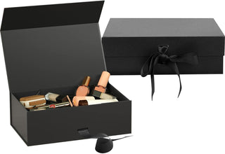 Gift Box with Lid, Collapsible Bridesmaid Magnetic Closure Proposal Box with Satin Ribbons, Sturdy Storage Box for Birthdays, Weddings, Christmas(White, 33.2 x 27 x 11.2cm, 13.1 x 10.6 x 4.4 inchs)