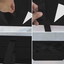 2pcs Elegant Black Box for Gift: Bridesmaid Gift Box, Magnetic Box with Ribbon, Gift Box with Ribbon, Gift Boxes for Presents, Baby Gift Box, Surprise Box Gift Box(Black, 25x22x9cm)