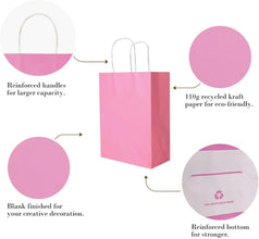 Rose Red Shopping Bags With Handles Rose Red Kraft Gift Bag With Handles Rose Red Gift Bags Bulk Vibrant Retail Bags With Handles Durable Paper Bag For Shopping Business Gifts,Rose Red,30pc,26x12x32cm