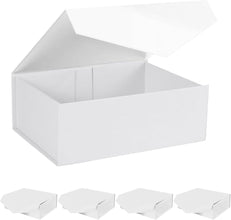 5Pcs gift boxes with lids for presents, White Boxes for Bridesmaid Proposal and Groomsme for Bridal Showers, Jewelry, Watches, and Elegant Gift Presentations, Magnetic Closure Box (White, 31x20x10cm, 5PCS)