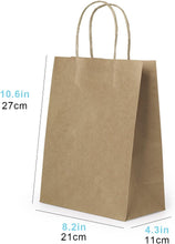 30 Pcs Brown Paper Party Favor Bags Bulk 21 x 11 x 27cm, 8.2 x 4.3 x 10.6inches, Goodie Bags with Handles for Birthday, Wedding, Baby Shower, Party Supplies, Takeout/To Go Bags, Retail Bags