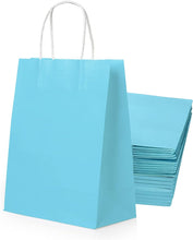 30 Pcs Blue Paper Party Favor Bags Bulk 15 x 8 x 21cm, 5.9 x 3.1 x 8.2 inches, Goodie Bags with Handles for Birthday, Wedding, Baby Shower, Party Supplies, Takeout/To Go Bags, Retail Bags