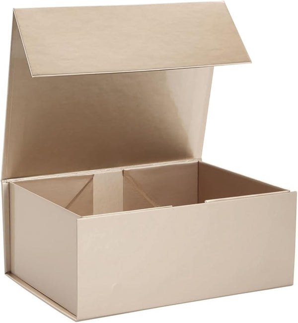Gift Box with Lid, Collapsible Bridesmaid Proposal Box with Magnetic, Sturdy Storage Box for Birthdays, Weddings, Father's Day, Christmas (Rose Gold, 20 x 18 x 8cm,8 x 7.1 x 3.2 inchs)