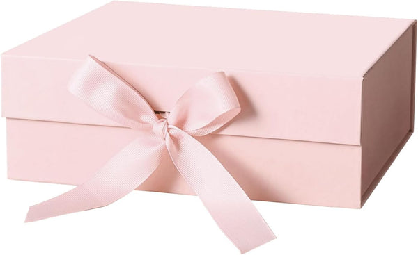 Gift Box with Lid, Collapsible Bridesmaid Magnetic Closure Proposal Box with Satin Ribbons, Sturdy Storage Box for Birthdays, Weddings,Christmas(Pink, 33.2 x 27 x 11.2cm, 13.1 x 10.6 x 4.4 inchs)