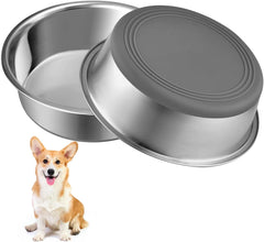 Hammered Finish Stainless Steel Dog Food Bowls Set - Non-Slip, Rust Resistant, Food Grade, Large Dog Food Steel Dog Bowls Set Large Sized Dog for Medium to Large Dogs (1.75 Litre Each, Set of 2)