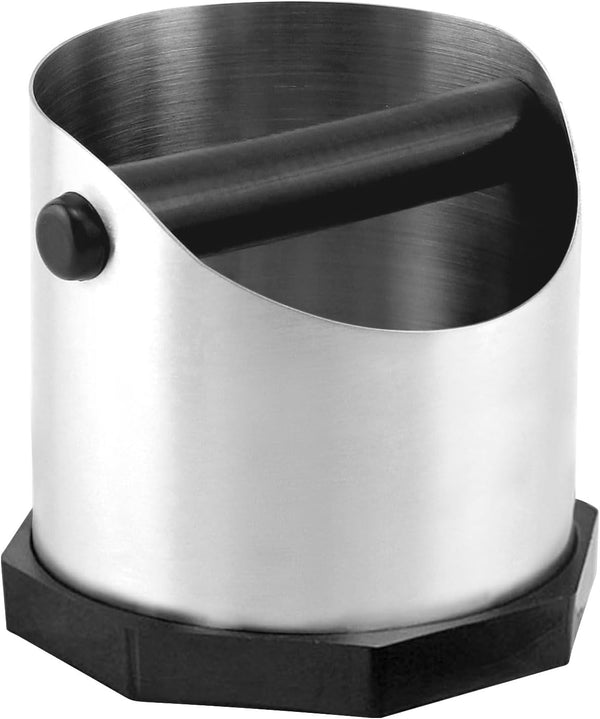Espresso Knock Box Stainless Steel Espresso Grounds Knock Box With Removable Rubber Knock Bar, Anti-Splash Design,Dishwasher Safe Stainless Steel Used Coffee Grounds Container Disposal, Silver, 1600ml