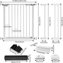 Adjustable Baby Gate for Stairs Auto Close Dog Gate for The House Safety-First Design Easy Install Indoor Pet Gate for Doorways No Drill Pressure Mount System (78cm Tall,Fits Openings 76-107cm)