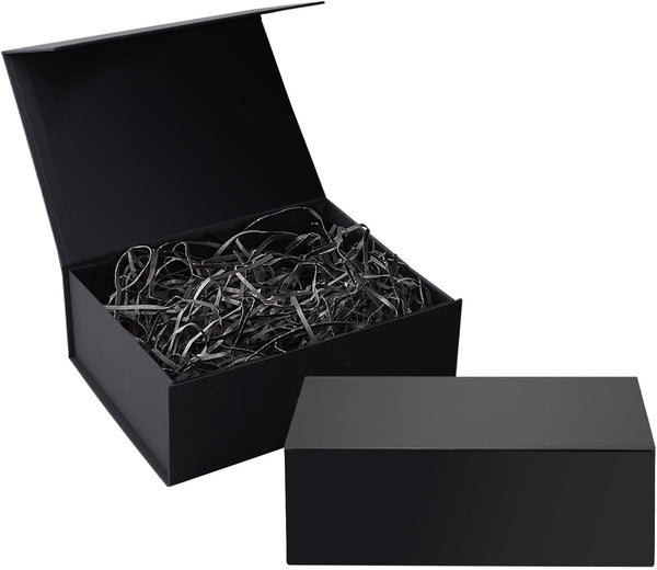 2PCS Gift Boxes for Presents in Pristine Black - Magnetic Bridesmaid Proposal Box for Unforgettable Moments (Black,20 * 18 * 8)