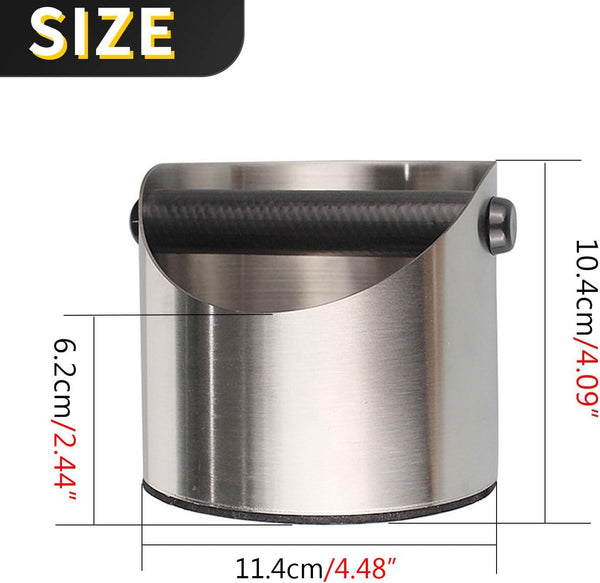 Coffee Knock Box Stainless Steel Construction Silver Espresso Knock Box, Stainless Steel Espresso Machine Accessories with Removable Knock Bar and Non-Slip Base for Easy Coffee Ground Disposal(Small)