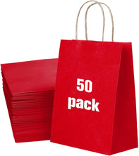 50 Pack Large Green Paper Gift Bags with Handles, for Retail, Birthdays, Holidays, Bulk Green Gift Bags, Green Paper Shopping Bags, 26x12x32cm, 10.2