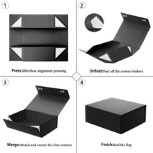 2PCS Gift Boxes for Presents in Pristine Black - Magnetic Bridesmaid Proposal Box for Unforgettable Moments (Black,20 * 18 * 8)