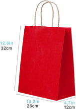 30 Pack Red Paper Bags with Handles Bulk Red Paper Gift Bags with Handles Bulk Red Craft Bags Premium Shopping Bags with Handles Bulk Heavy Duty Paper Bag for Retail and Gifts, Red, 30pc, 26x12x32cm