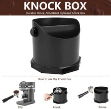 Stainless Steel Espresso Knock Box for Espresso Coffee Grounds Knock Box Used Coffee Grounds Container Disposal knockbox Espresso Puck Knock Box kit, Oblique Mouth, Non-Slip Base, Black, 1600ml