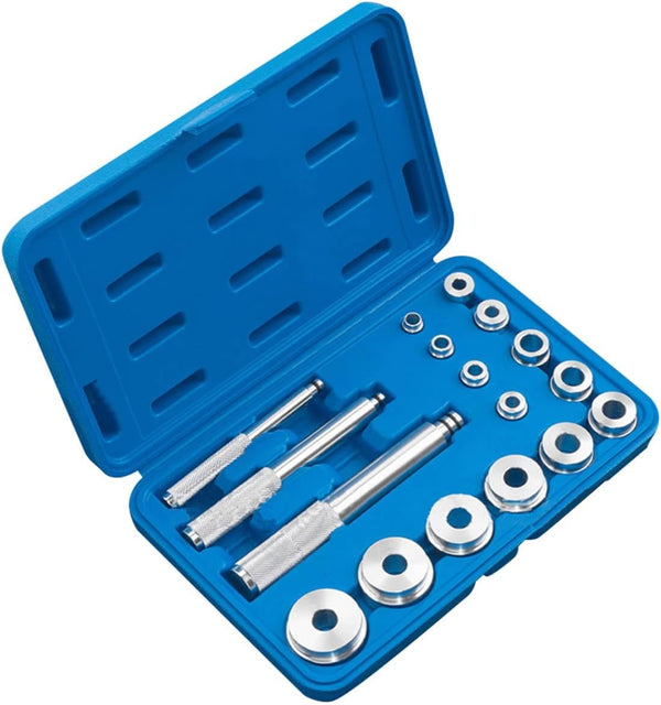 Bearing Race and Seal Driver Set, 17Pcs Auto Bearing Race Seal Driver Disc Tool Master Set Wheel Axle Bushing Installation Kit With Blue Case for Motorbikes, bikes Wheel Bearings