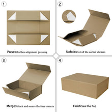 Gift Box with Lid, Collapsible Bridesmaid Proposal Box with Magnetic, Sturdy Storage Box for Birthdays, Weddings, Father's Day, Christmas (Kraft, 20 x 18 x 8cm,8 x 7.1 x 3.2 inchs)