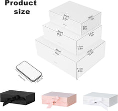 5Pcs Luxury White Gift Box with Ribbon, Bridesmaid Proposal Box for Gifts, Keepsake Cute Box Birthday Box Bridesmaid Boxes for Proposal, Gift Boxes with Lids for Presents (White, 33x27x12, 5PCS)