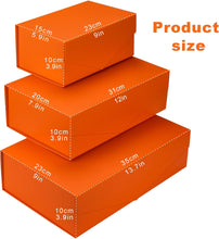 Gift Box with Lid, Collapsible Bridesmaid Proposal Box with Magnetic, Sturdy Storage Box for Birthdays, Weddings, Father's Day, Christmas (Orange,23 x 15 x 10,9 x 5.9 x 3.9 inches)