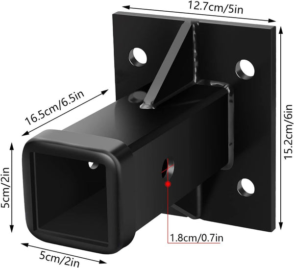 Heavy Duty Anti-Rattle Bolt-On Receiver Opening Hitch Tube Universal Hitch Wall Mount and Bolt-On Receiver Tube 2" Opening Hitch Receiver Plate Tube Trailer Hitch Receiver(Includes Cover & Pin/Clip)