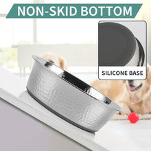 Hammered Finish Stainless Steel Dog Food Bowls Set - Non-Slip, Rust Resistant, Food Grade, Large Dog Food Steel Dog Bowls Set Large Sized Dog for Medium to Large Dogs (1.75 Litre Each, Set of 2)
