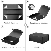 2Pcs Sleek Black Design for Rings, Necklaces, Special Treasures. Bridesmaid Gift Box, Magnetic Closure Box, Cute Box, Make Every Present Memorable - (Black, 23x15x10cm)