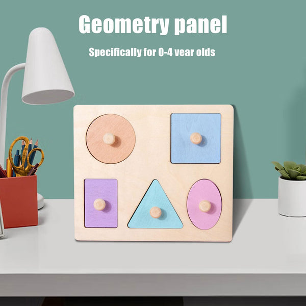 Montessori Inspired Wooden Geometry Puzzle with Jumbo Knobs Educational Toy for Toddler Puzzles Ages 1-3 Baby Puzzles Shape Puzzle Learn Basic Shapes Colors.montessori Wooden Puzzles for Toddlers 1-3