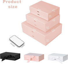 Exquisite Pink Box for Gift: Bridesmaid Gift Box with Ribbon, Magnetic Closure, Birthday Box, Bride Gift Box, Gift Boxes for Presents, Surprise Box Gift Box, 25x22x9cm (Pink, 25x22x9, 2pcs)