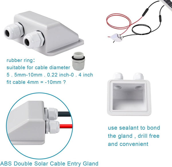 Solar Panel Mounting Brackets,ABS Drill-Free Corner Bracket Support Kit for Solar Panels of RV,Caravans,Vehicles, Camper Vans,Sheds,Garages,Deck of Boats(Corner Bracket,Side Bracket,Cable Entry Gland)