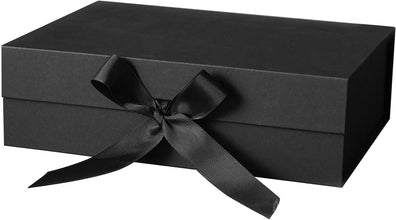 2pcs Elegant Black Box for Gift: Bridesmaid Gift Box, Magnetic Box with Ribbon, Gift Box with Ribbon, Gift Boxes for Presents, Baby Gift Box, Surprise Box Gift Box(Black, 25x22x9cm)