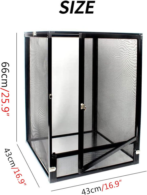 21 Gallon Aluminum Screen Reptile Cage -Versatile Enclosure for Chameleons Geckos Lizards Frogs Interaction Cage-Easy Assembly,Front Opening Door,360° Observation,Airflow cage (66x43x43cm / 26x17x17")