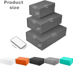 Gift Box with Lid, Collapsible Bridesmaid Proposal Box with Magnetic, Sturdy Storage Box for Birthdays, Weddings, Father's Day, Christmas (Silver grey,23 x 15 x 10,9 x 5.9 x 3.9 inches)