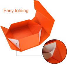 Gift Box with Lid, Collapsible Bridesmaid Proposal Box with Magnetic, Sturdy Storage Box for Birthdays, Weddings, Father's Day, Christmas (Orange,23 x 15 x 10,9 x 5.9 x 3.9 inches)